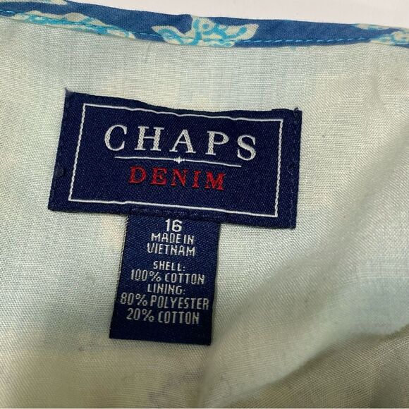 Vintage Chaps Boho Coastal Cowgrl Blue Cotton Skirt Women's Size 16 - Picture 4 of 11